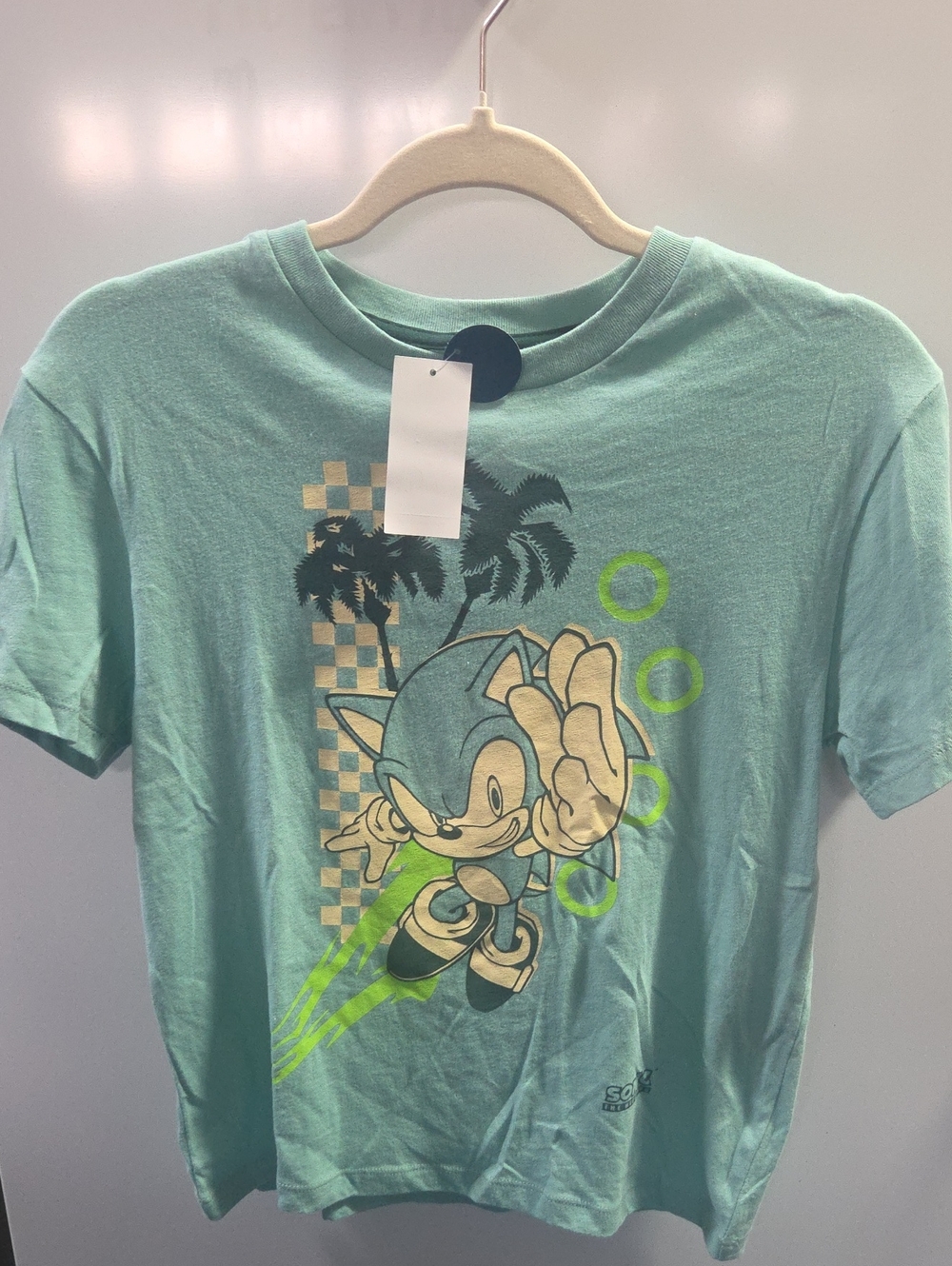 Sonic the Hedgehog Boys Medium Graphic T-Shirt Aqua Blue/Green NWT